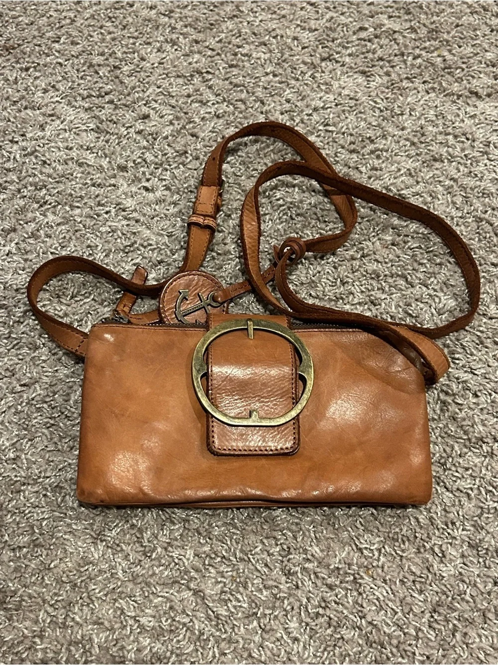 Harbour  2Nd Genuine Leather Luna Cognac Crossbody Belt Purse Bag